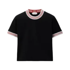 Bawełniany T-shirt z dżerseju z rozciągliwego materiału z żakardem