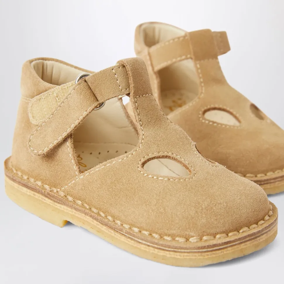 Beżowe Buty Flat z Zapięciem na Sprzączkę