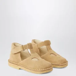 Beżowe Buty Flat z Zapięciem na Sprzączkę