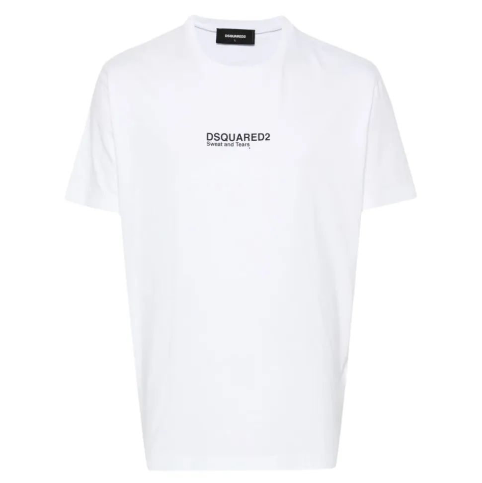 Biały T-shirt z dżerseju z nadrukiem logo