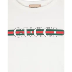 Biały T-shirt z logo i motywem Web z dżerseju