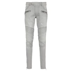 Biker Jeans w szarym pikowanym denimu