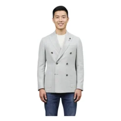 Blazer Doppiopetto in Misto Lana e Lino