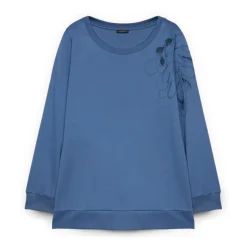 Bluza z haftem kwiatowym i wycięciem na ramieniu