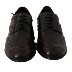 Brązowe skórzane Wingtip Brogue Flats