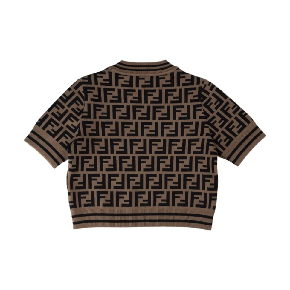 Brązowy Sweter Dziewczynek z Logo