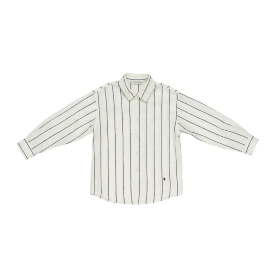 Camicia a righe con logo ricamato