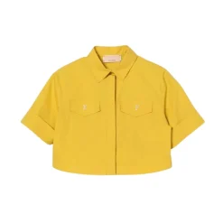Camicia crop con logo