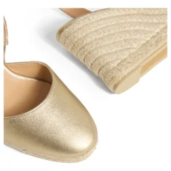 Carissa metaliczne espadryle z otwartym piętą i koturnem 9 cm.