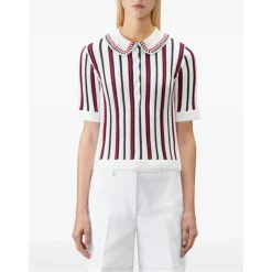 Crochet Stitch RWB Stripe Polo