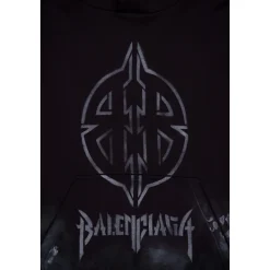 Czarna Bluza z Metalowym Wzorem BB