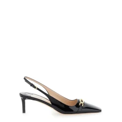 Czarne Lakierowane Czółenka Slingback