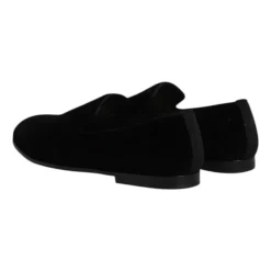 Czarne Loafer Slip-On z Aksamitu