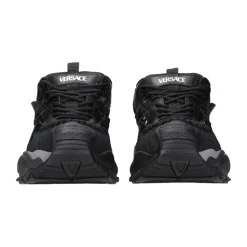Czarne Skórzane Buty Sportowe z Logo
