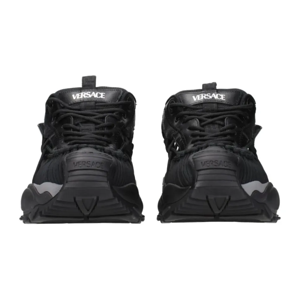 Czarne Skórzane Buty Sportowe z Logo