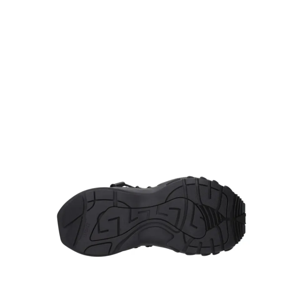 Czarne Skórzane Buty Sportowe z Logo