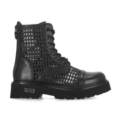 Czarne Skórzane Buty z Tkanej Legginsy