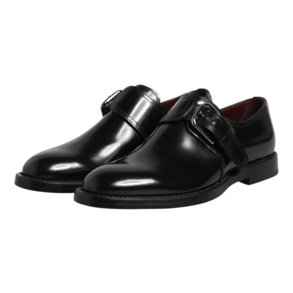 Czarne skórzane Monk Strap Formalne Buty