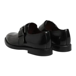 Czarne skórzane Monk Strap Formalne Buty