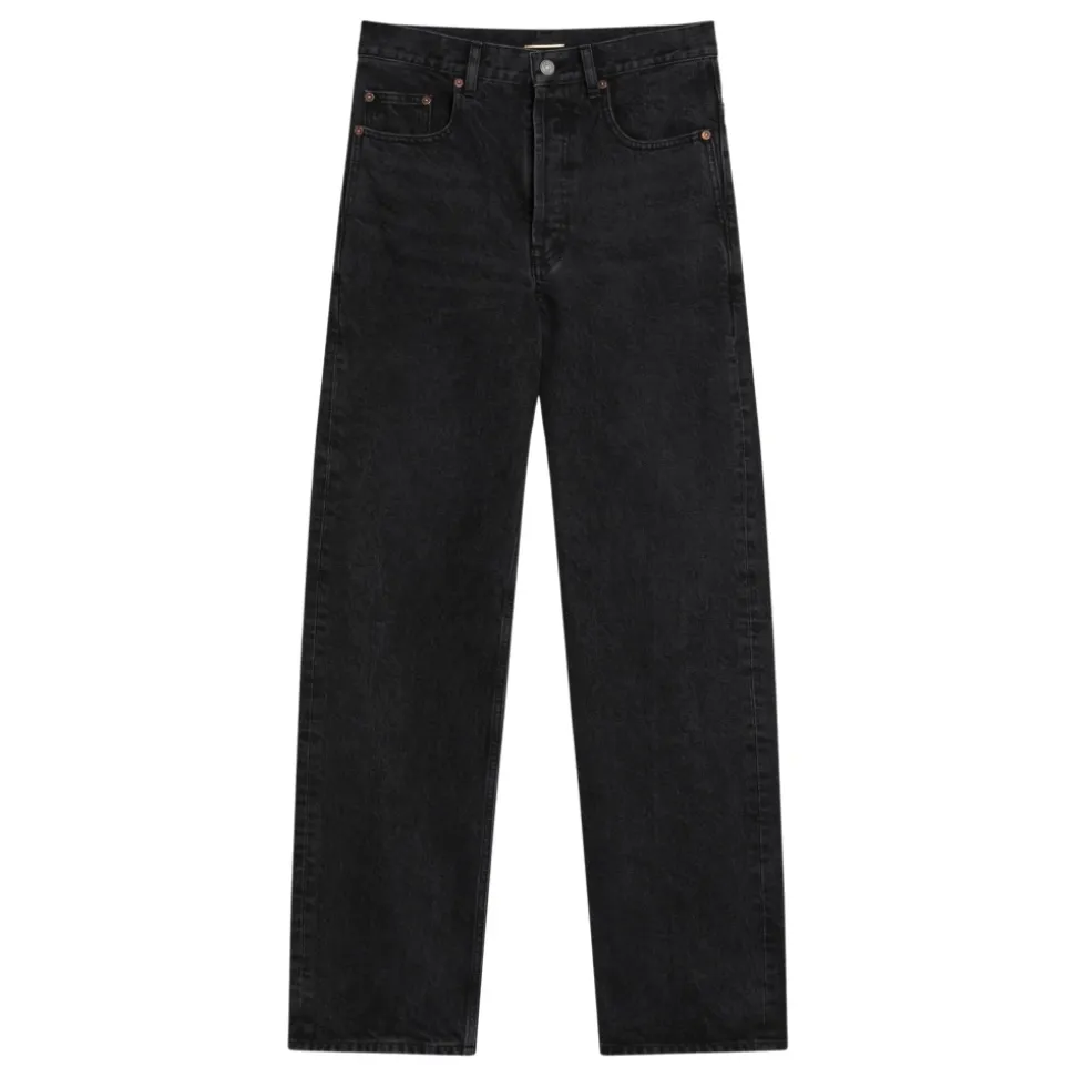 Czarne Straight Jeansy dla Kobiet