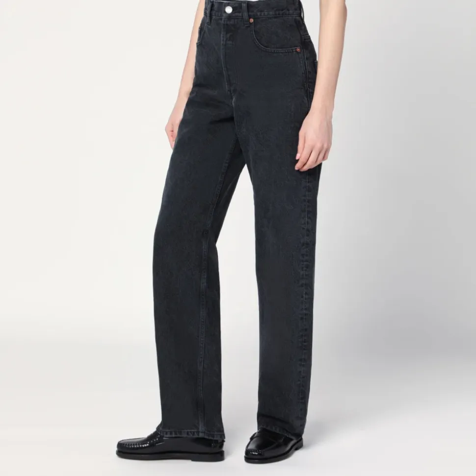 Czarne Straight Jeansy dla Kobiet
