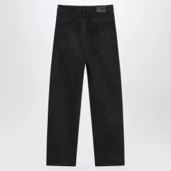 Czarne Straight Jeansy dla Kobiet