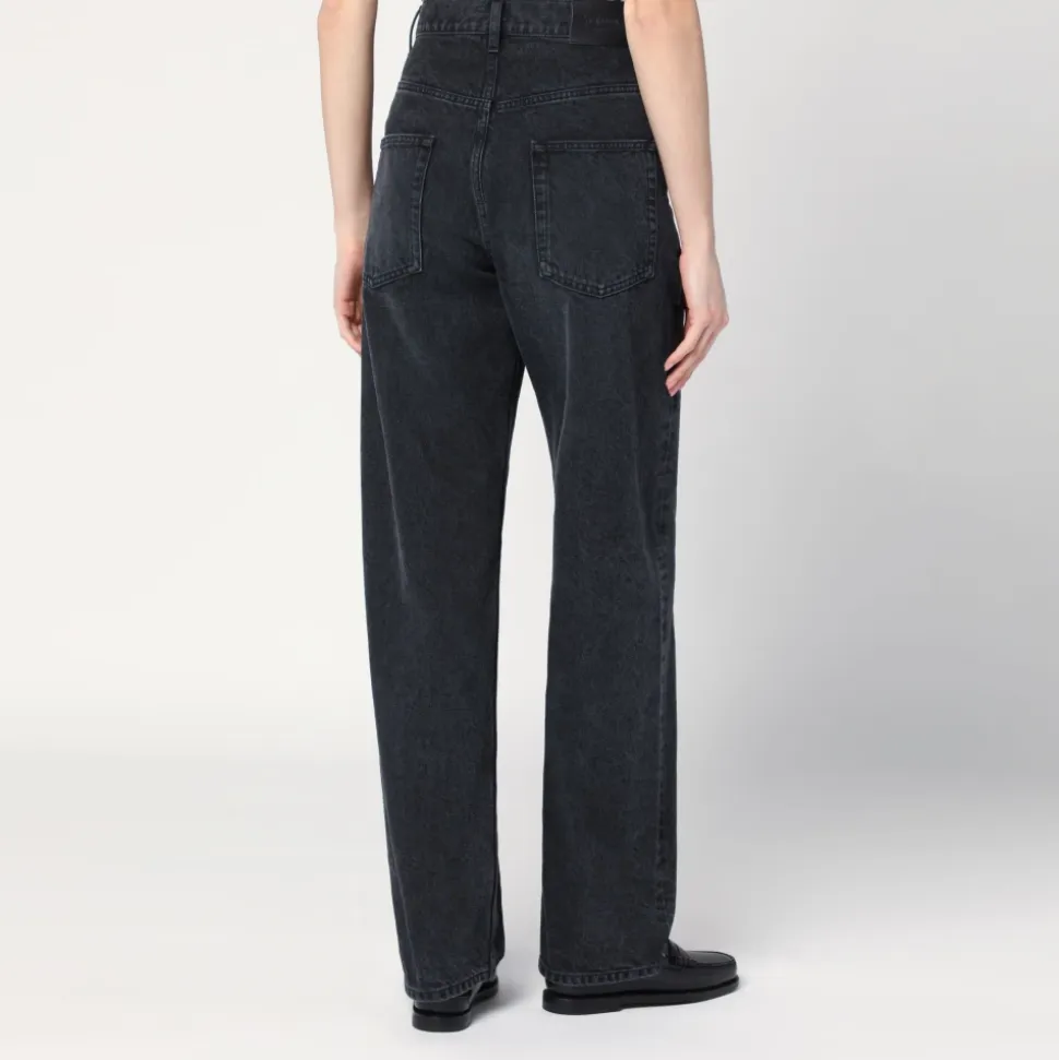 Czarne Straight Jeansy dla Kobiet
