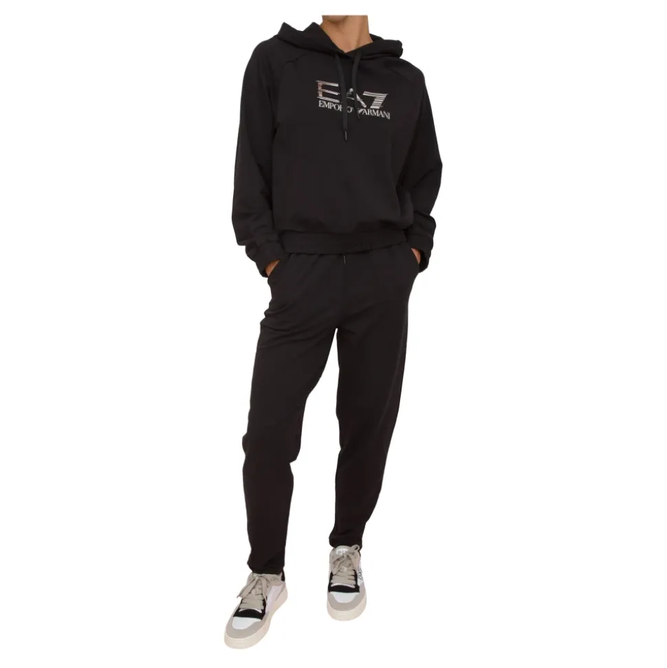 Czarny Dres Bawełna Modal Elastan