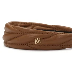 Elegancka skórzana opaska do włosów z małym monogramem