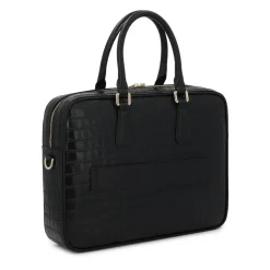 Elegancka tłoczona torba na laptopa z skóry