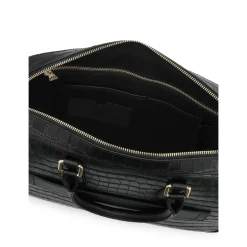 Elegancka tłoczona torba na laptopa z skóry