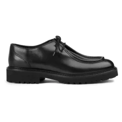 Eleganckie Czarne Skórzane Buty na Sznurowadła