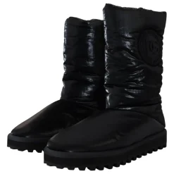 Eleganckie Średnie Buty w Czarnym Poliestrze