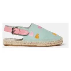 Espadryle z tkaniny z haftowanym sercem