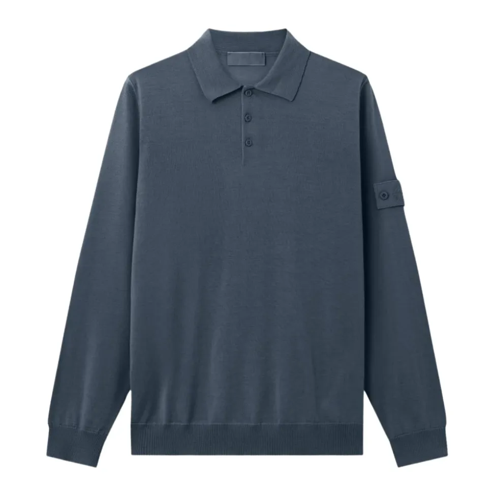 Ghost Piece Long-sleeve Polo Sweater