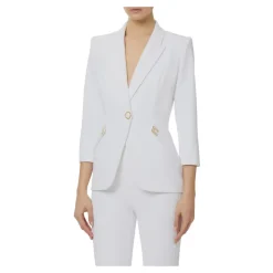 Giacca in doppio crêpe stretch con dettagli logo