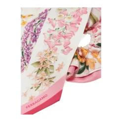 Gumka do włosów z jedwabiu we wzór wiosenny z mini bandeau
