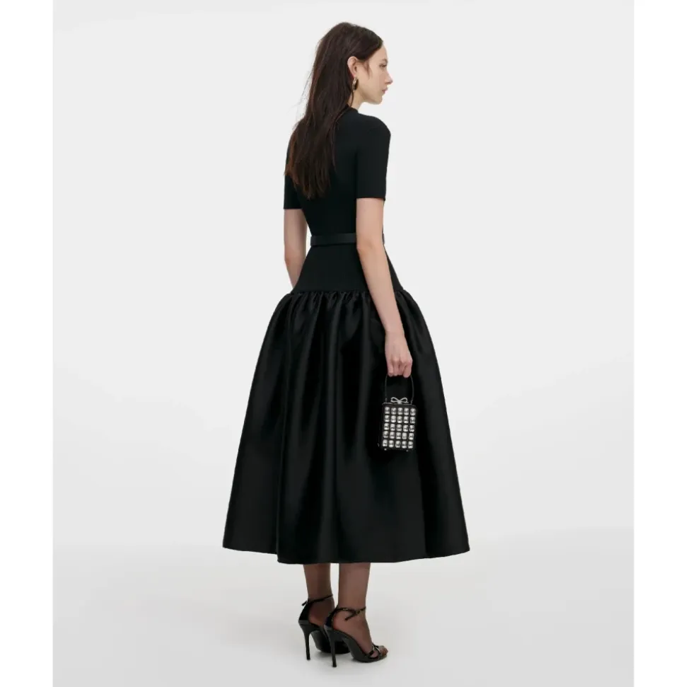 Knit Taffeta Midi Dress