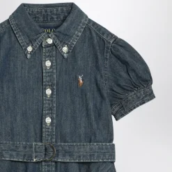 Krótka sukienka koszulowa z denimu z paskiem