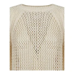 Krótki sweter z bawełny szydełkowej