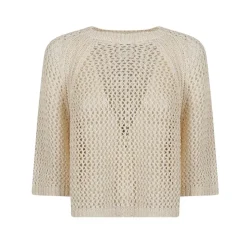 Krótki sweter z bawełny szydełkowej