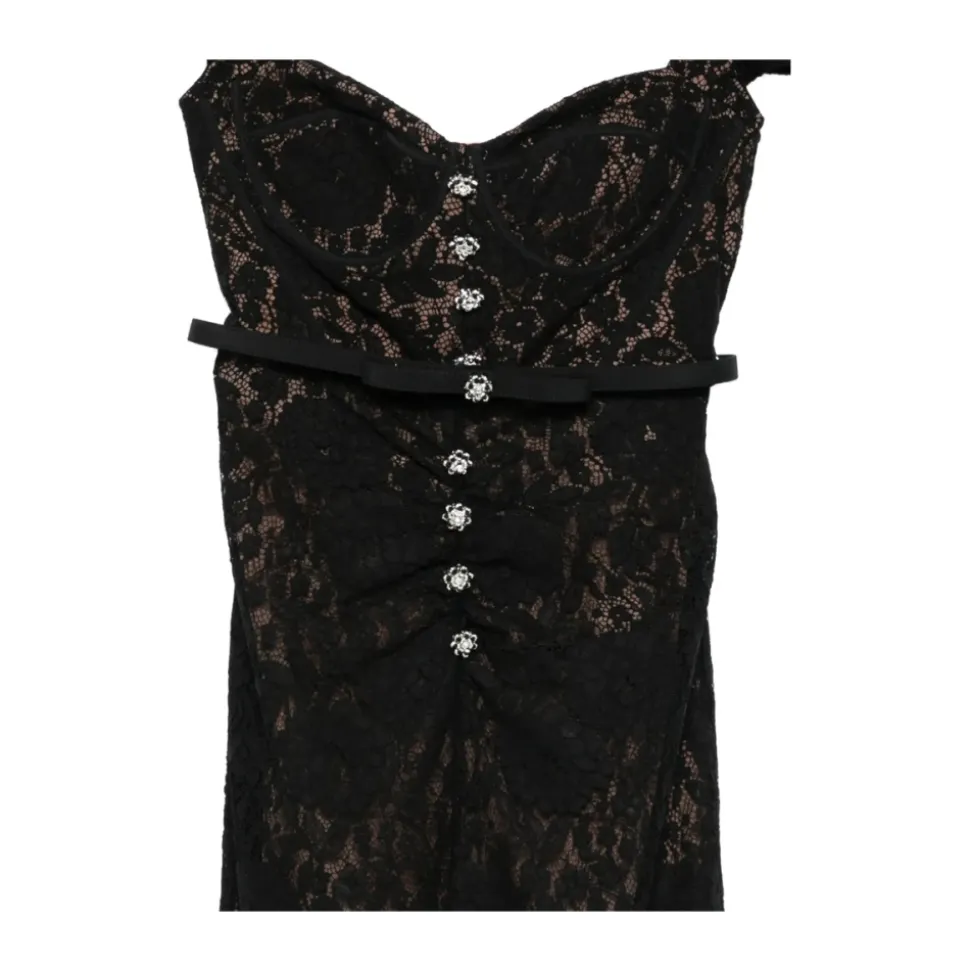Lace Button Midi Dress