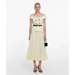 Lace-Detail Button-Front Midi Dress