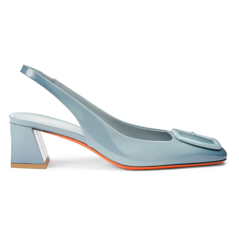 Lakierowane czółenka Slingback na średnim obcasie