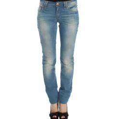 Luksusowe Niebieskie Slim Fit Designer Jeans