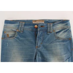 Luksusowe Niebieskie Slim Fit Designer Jeans