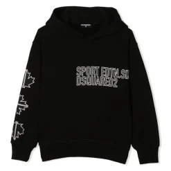 Maple Leaf Print Logo Hooded Top