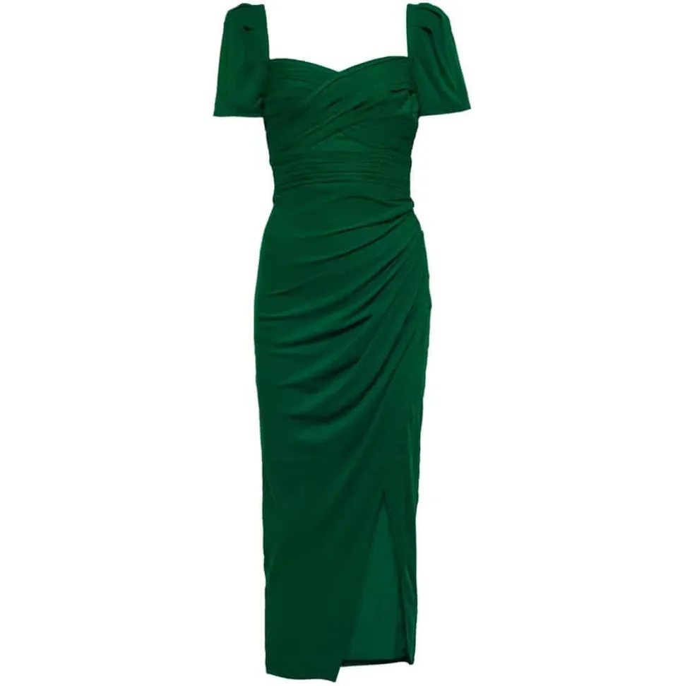 Midi Sukienka Dark Green Iris
