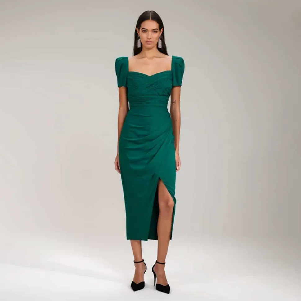 Midi Sukienka Dark Green Iris