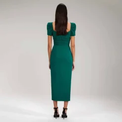 Midi Sukienka Dark Green Iris
